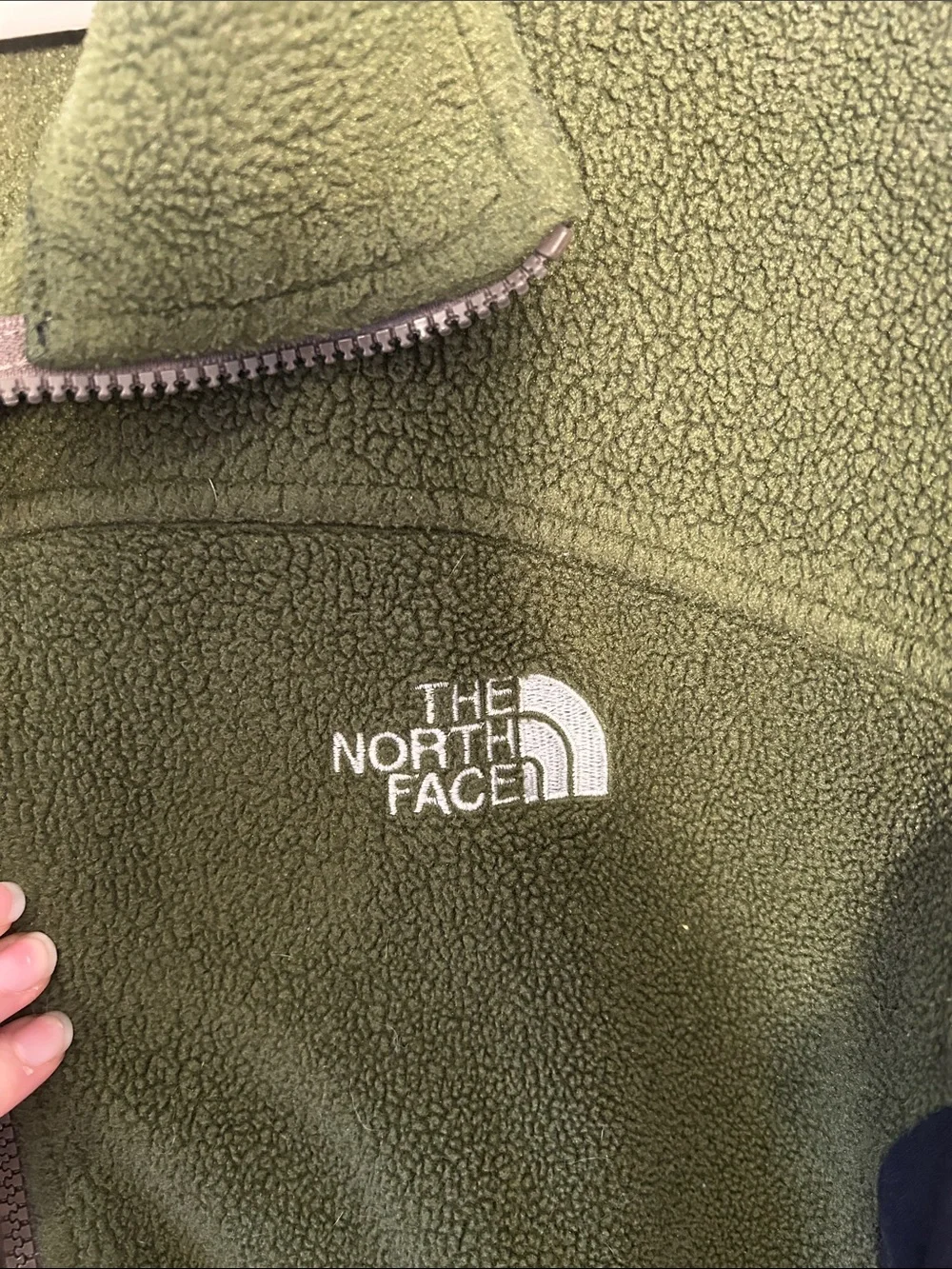 The North Face Olive Green Fleece Jacket with Black Panels